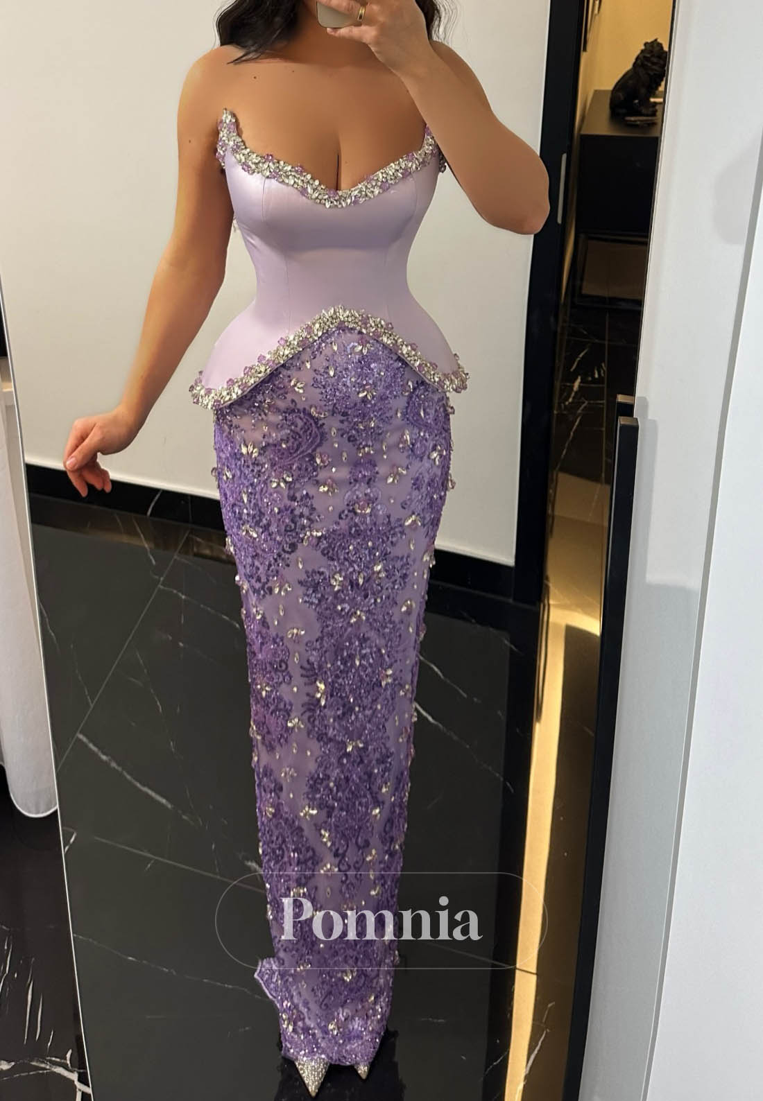 Lilac Sleeveless Sequins A-Line Prom Dress