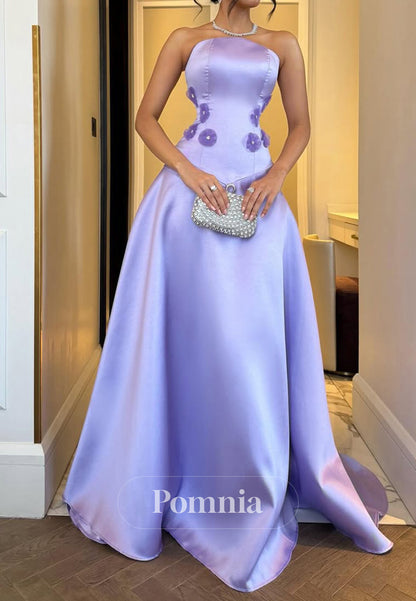 Lilac Sleeveless Strapless Sequins Sheath Prom Dress