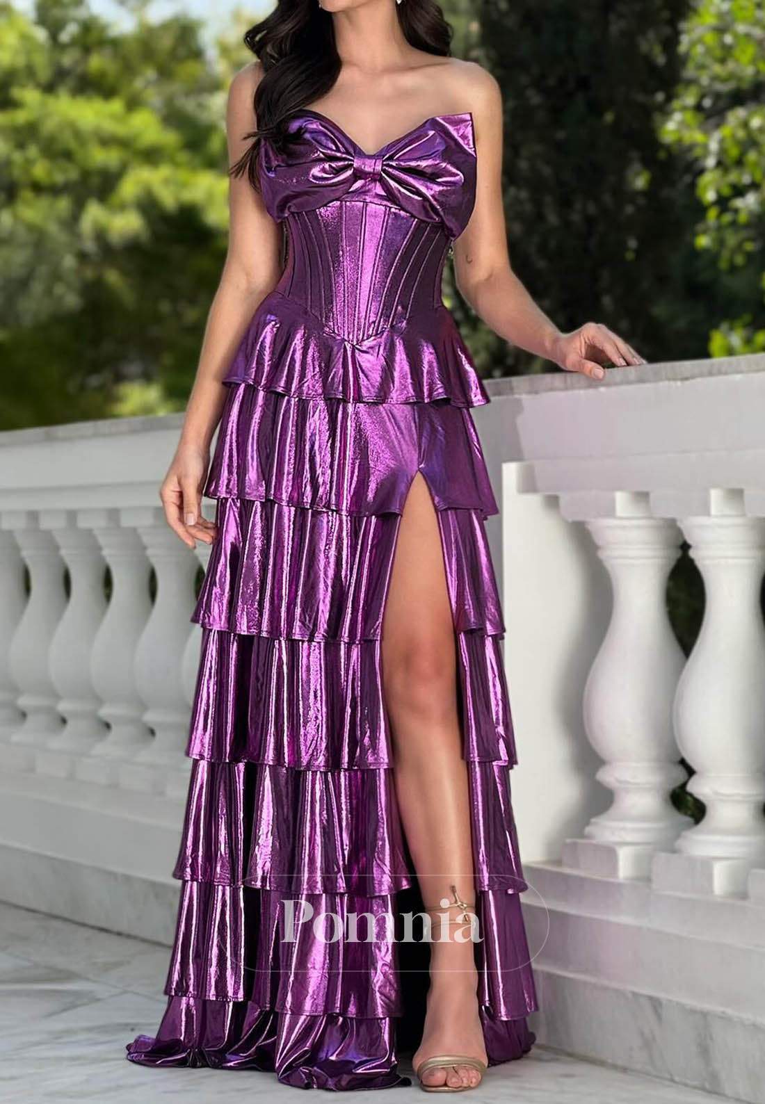 Lilac Sweetheart Sleeveless Slit Prom Dress