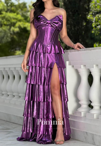 Lilac Sweetheart Sleeveless Slit Prom Dress