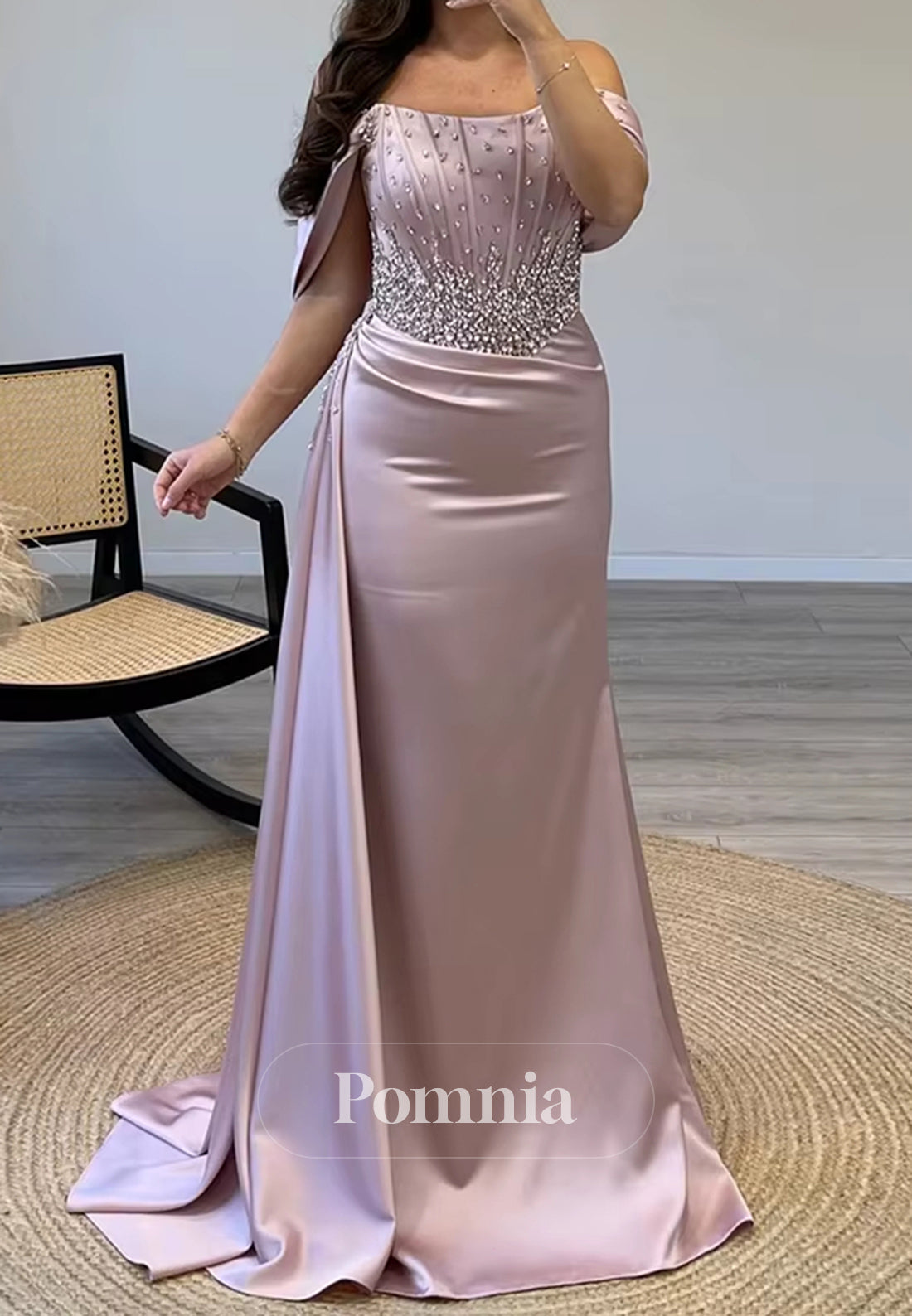 A-Line Sleeveless Strapless Sequins Ruched Evening Dress