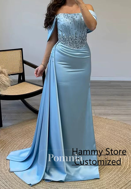 A-Line Sleeveless Strapless Sequins Ruched Evening Dress