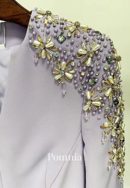 Simple Long Sleeves Scoop A-Line Sequins Evening Dress