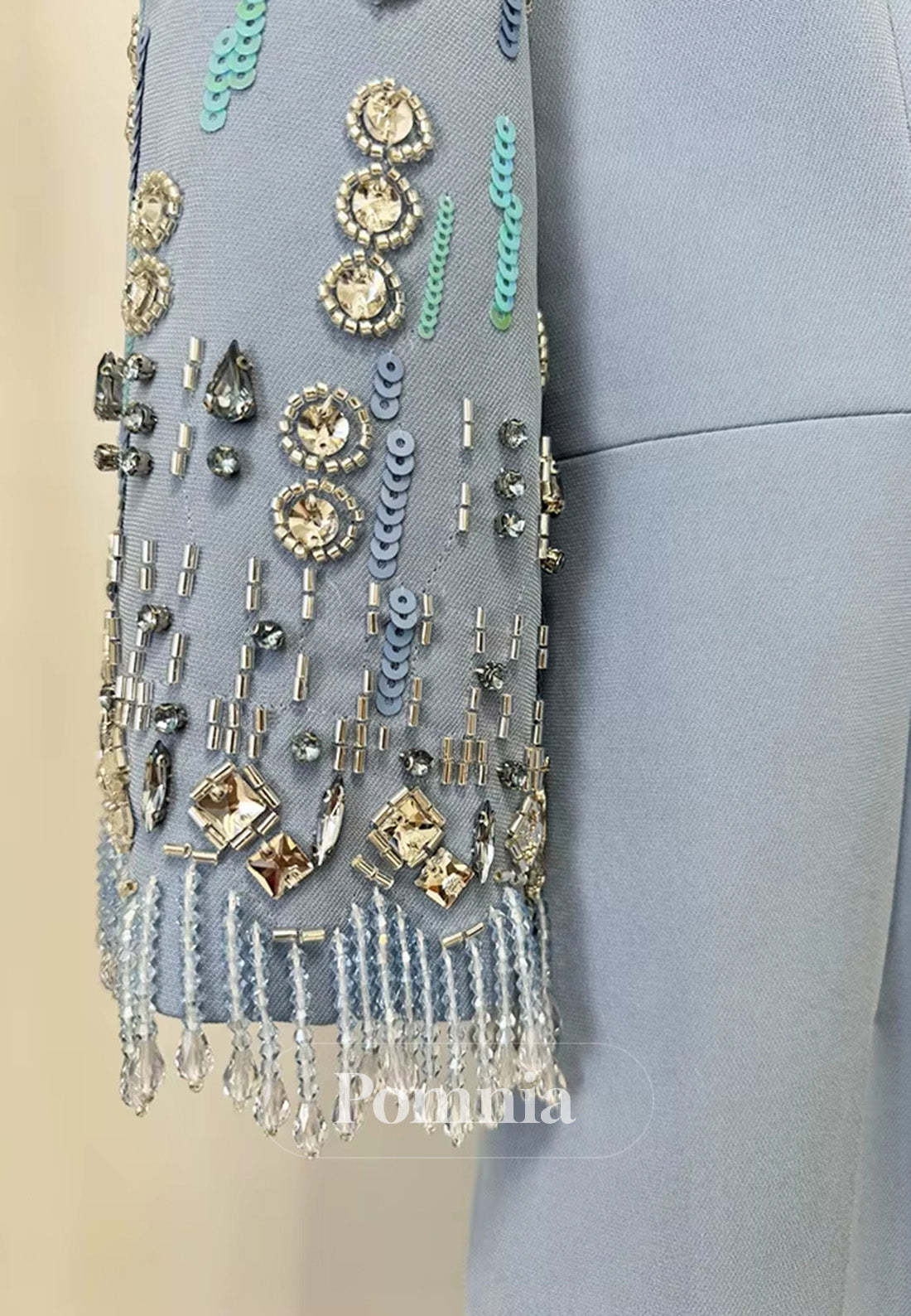 Elegant Half Sleeves Scoop Sequins A-Line Satin Evening Dress