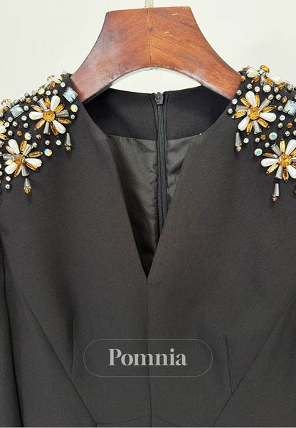 Simple Long Sleeves Scoop A-Line Sequins Evening Dress