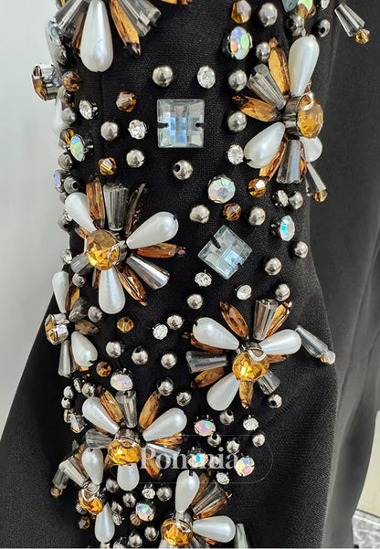 Simple Long Sleeves Scoop A-Line Sequins Evening Dress