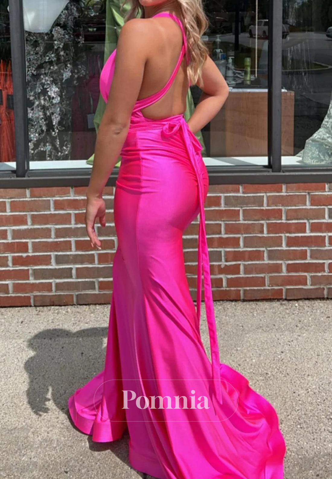 Mermaid Deep V-Neck Hot Pink Prom Dress