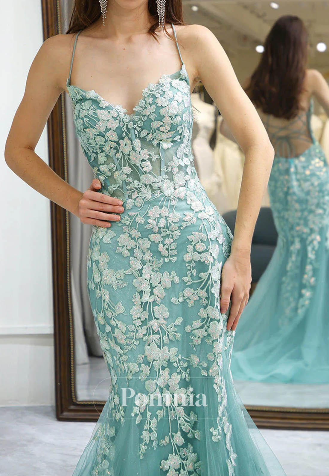 Mermaid Evening Dress Appliques Corset Backless Prom Dress