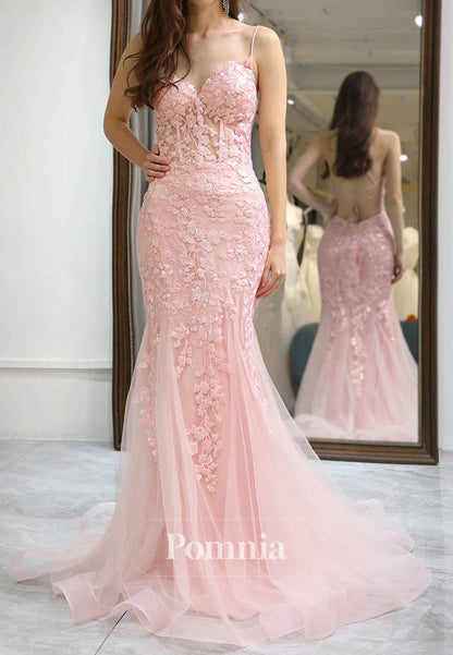 Mermaid Evening Dress Appliques Corset Backless Prom Dress