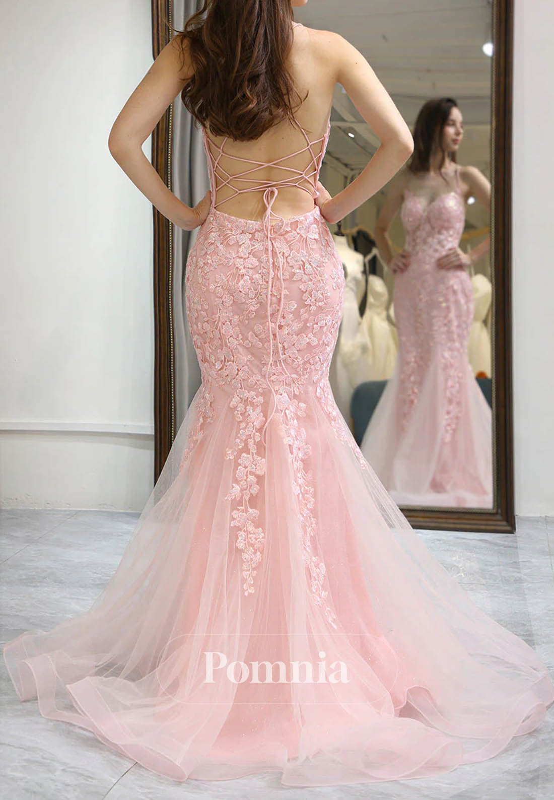 Mermaid Evening Dress Appliques Corset Backless Prom Dress