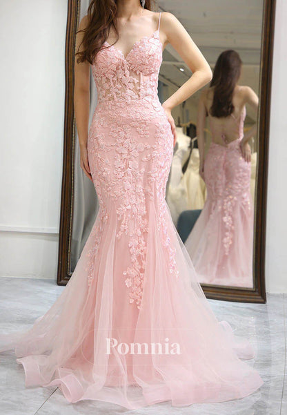 Mermaid Evening Dress Appliques Corset Backless Prom Dress