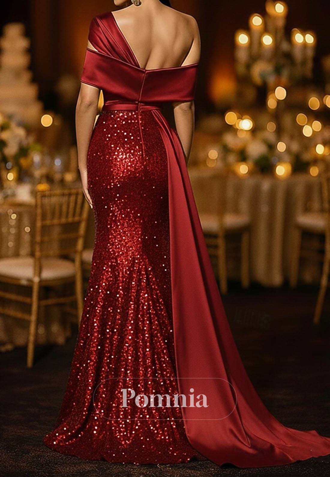 Trumpet Sweep Brush Train Evening Gown Ball Gown with Overskirt