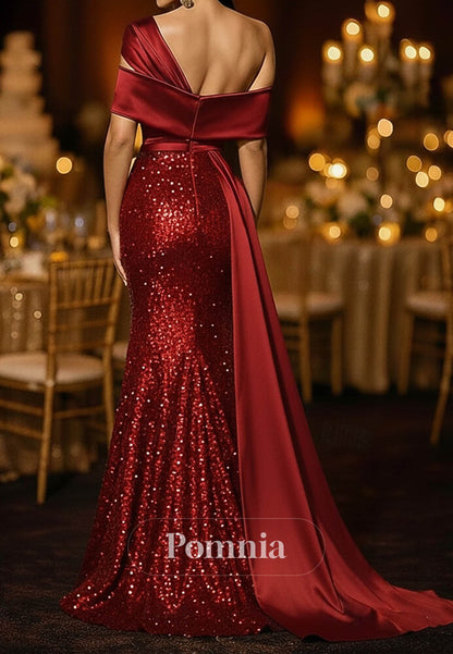 Trumpet Sweep Brush Train Evening Gown Ball Gown with Overskirt