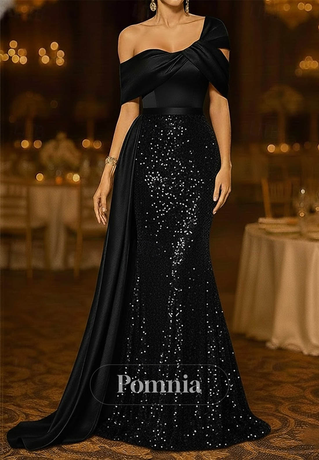 Trumpet Sweep Brush Train Evening Gown Ball Gown with Overskirt