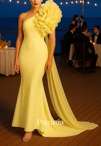 A-Line One Shoulder Satin Formal Dress