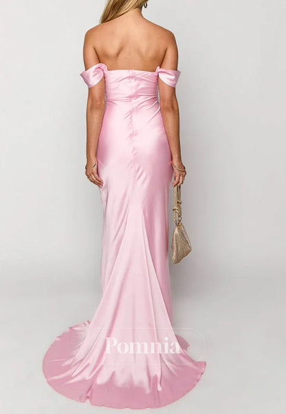 Blushing Pink Sleeveless Strapless Ruched Satin Prom Dress