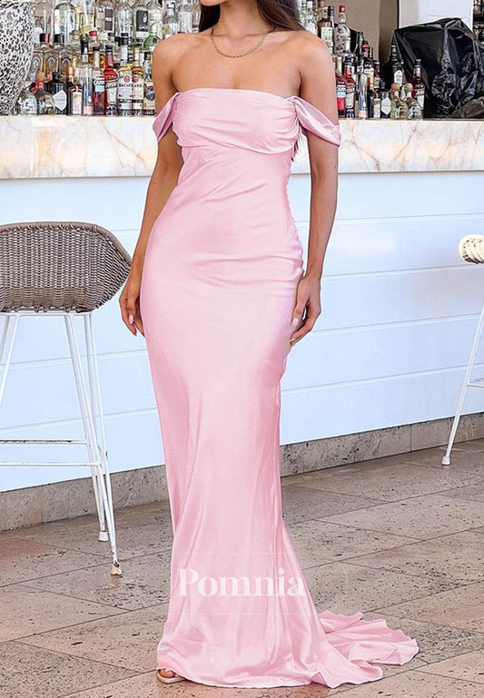 Blushing Pink Sleeveless Strapless Ruched Satin Prom Dress