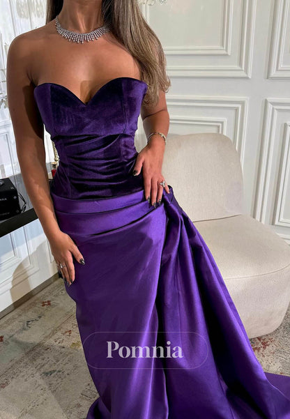 Orchid Sleeveless Strapless Ruched Prom Dress