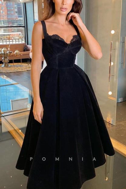 P1851 - Classy A-Line Straps Velvet Sleeveless Empire-Waist  Party Evening Prom Dress