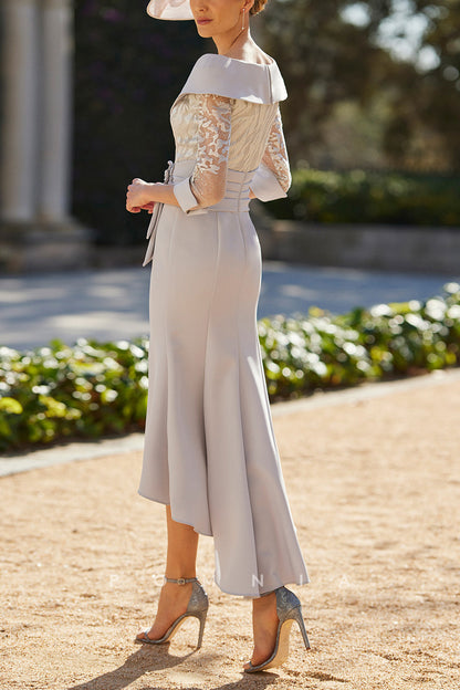 P9075 - Chic&Modern Long Sleeves Beaded V-Neck Ruched Mother of Bride Dress