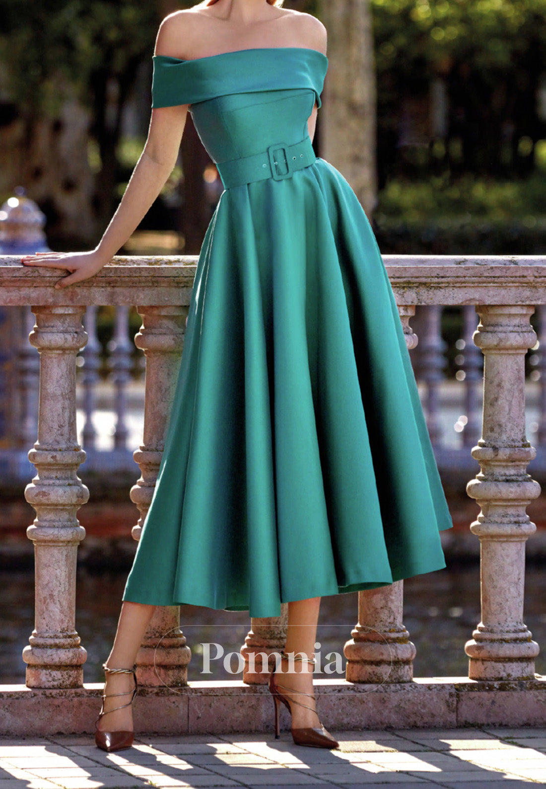 P9176 - A-Line Strapless Pleated Satin Empire-Waist Cocktail Dress Wedding Guest Dress