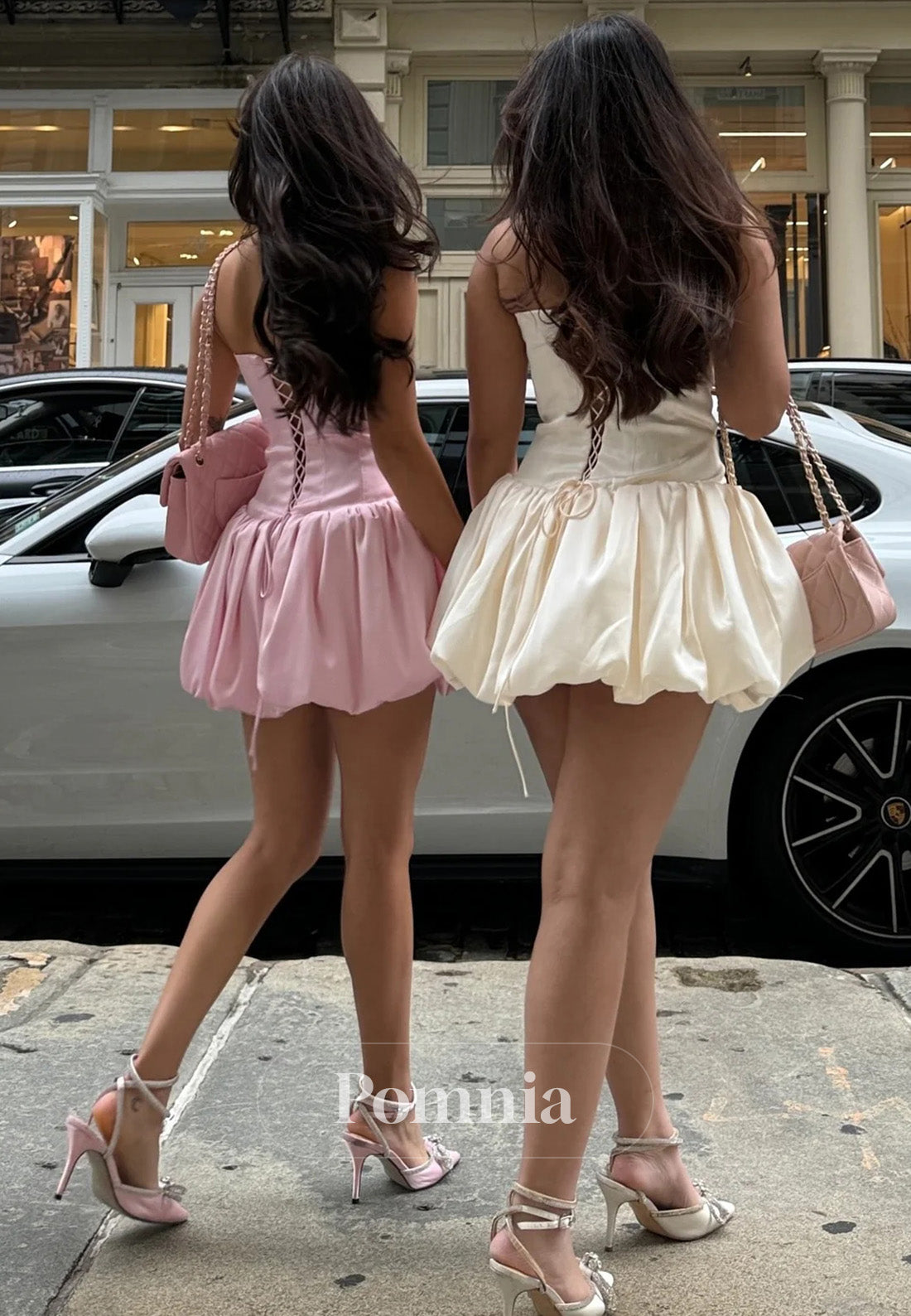 Pretty A Line Strapless Pink Satin Short Homecoming Dress