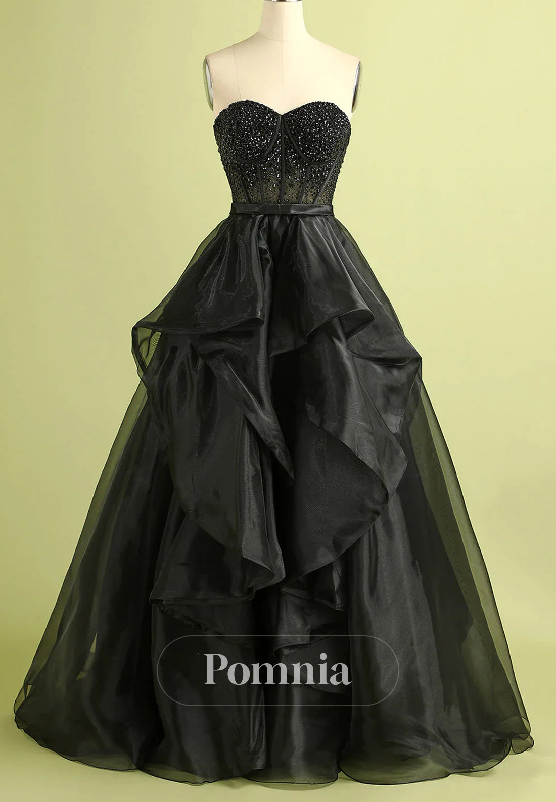 Princess A Line Sweetheart Black Corset Prom Dress with Beading