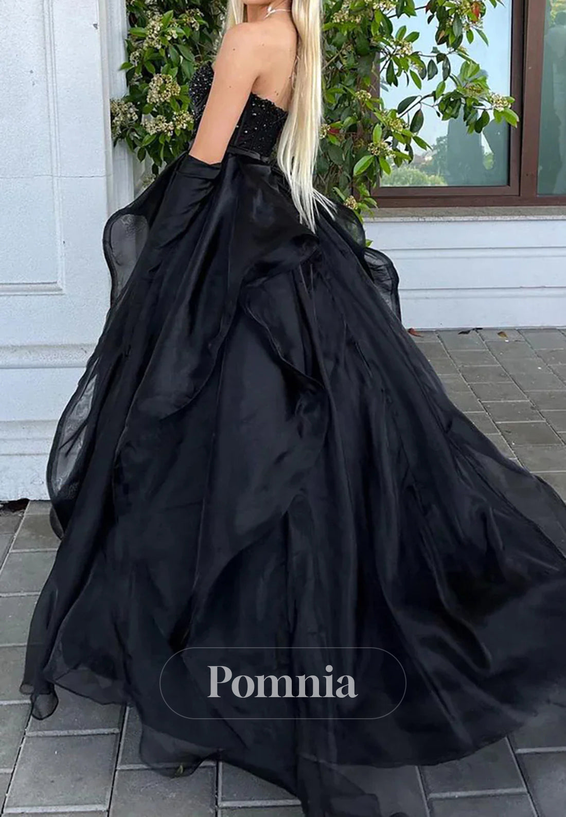 Princess A Line Sweetheart Black Corset Prom Dress with Beading