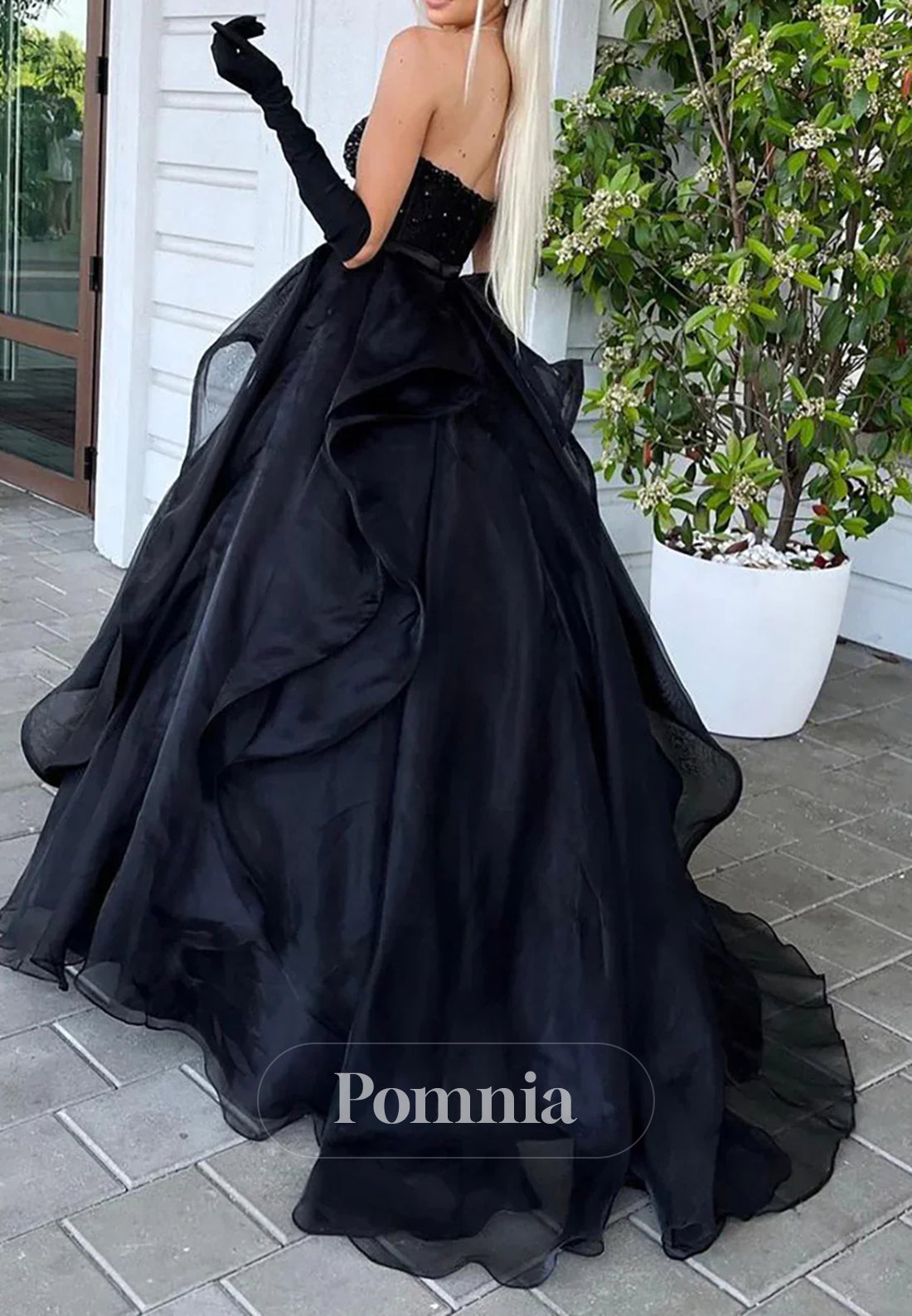 Princess A Line Sweetheart Black Corset Prom Dress with Beading