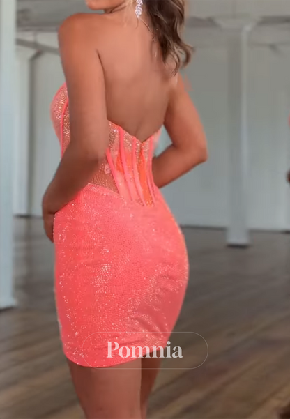 Charming A-Line Strapless Sleeveless Corset Homecoming Dress