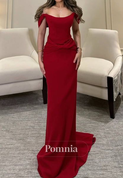 Red Sleeveless Strapless Ruched Evening Dress