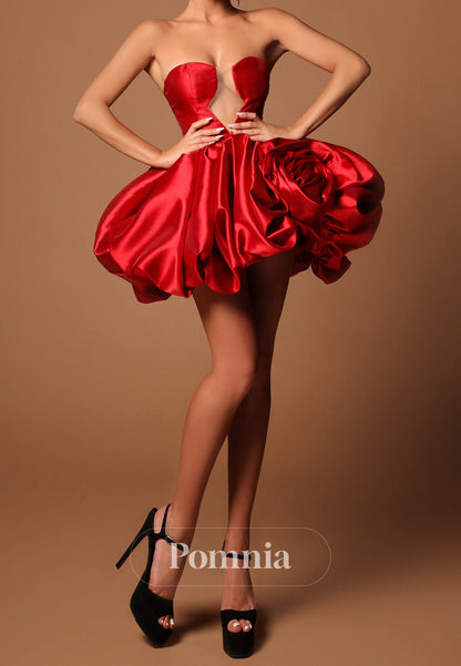 Red Sleeveless V-Neck Short Homecoming Dress