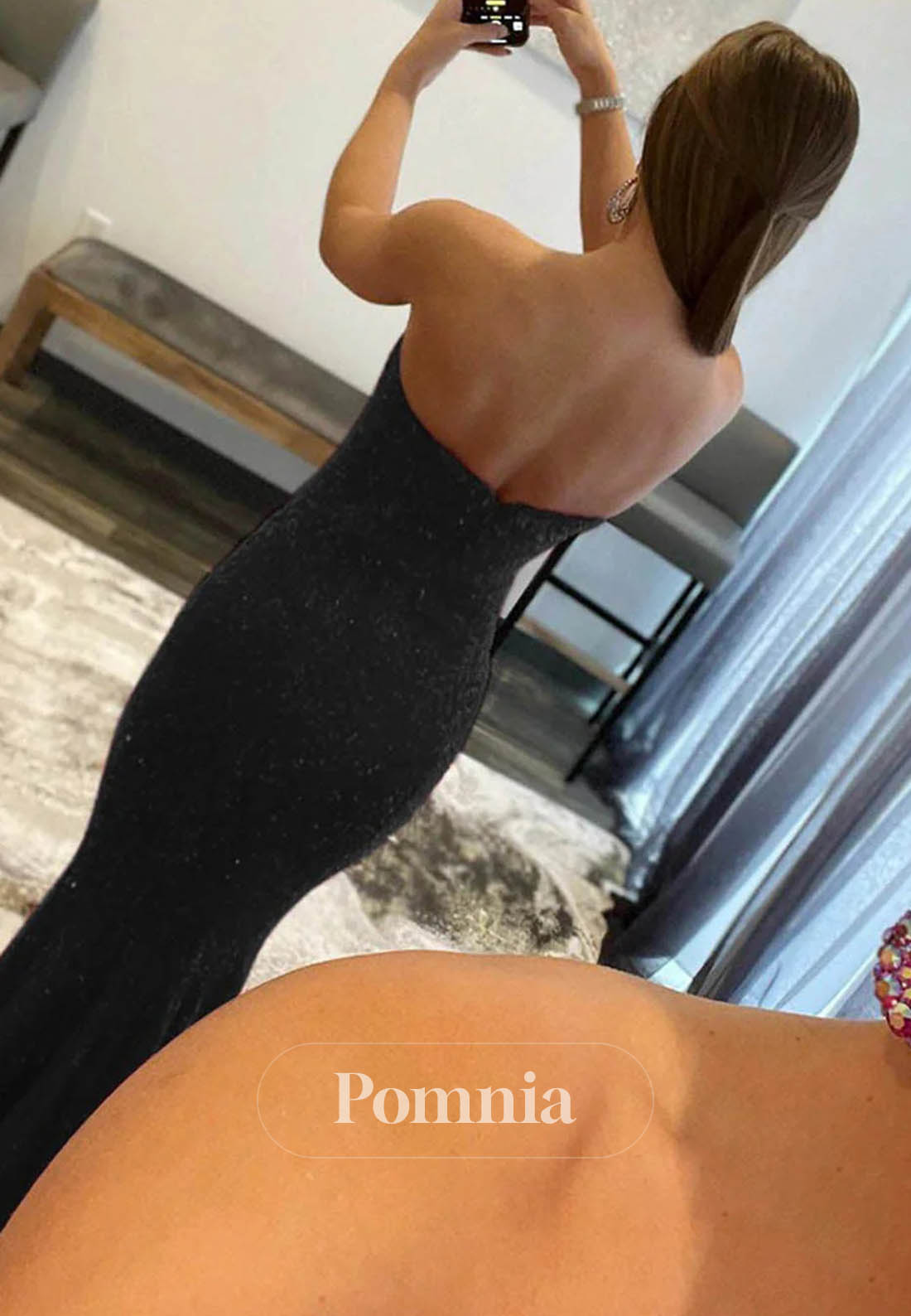 Sparkly Strapless Appliques Mermaid Long Prom Dress