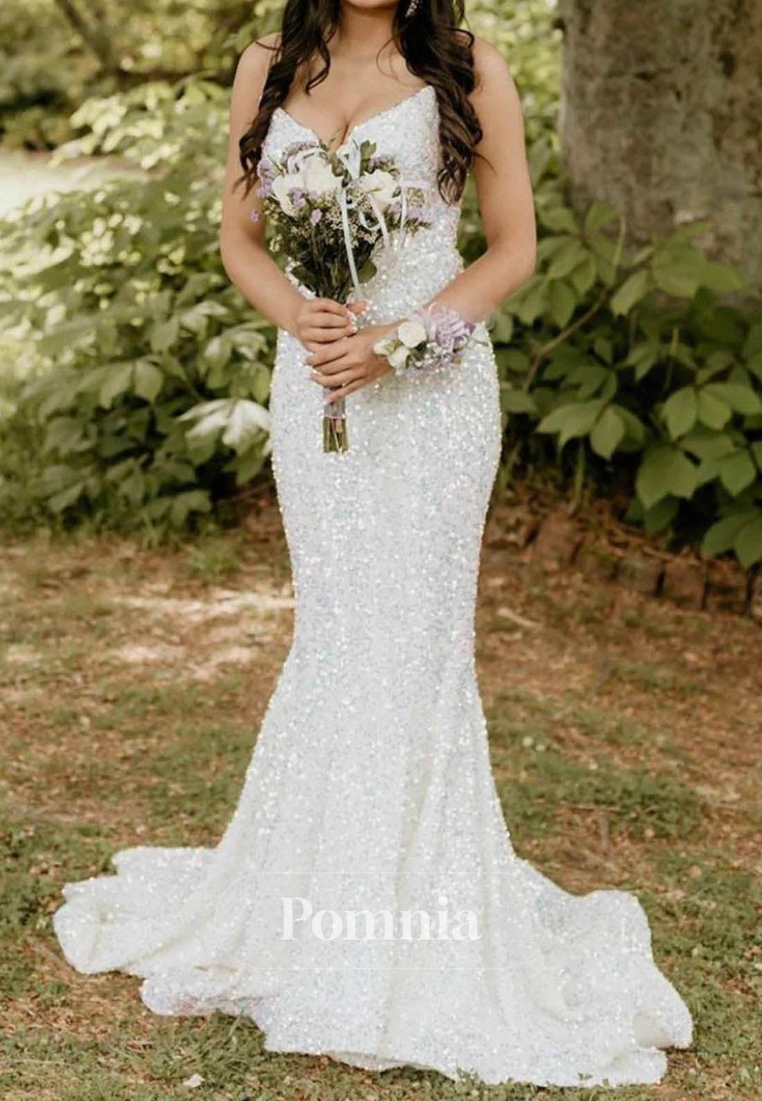 Sparkly Strapless Appliques Mermaid Long Prom Dress