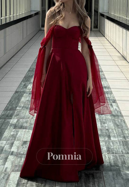 Red Sweetheart Sleeveless A-Line Empire-Waist Prom Dress