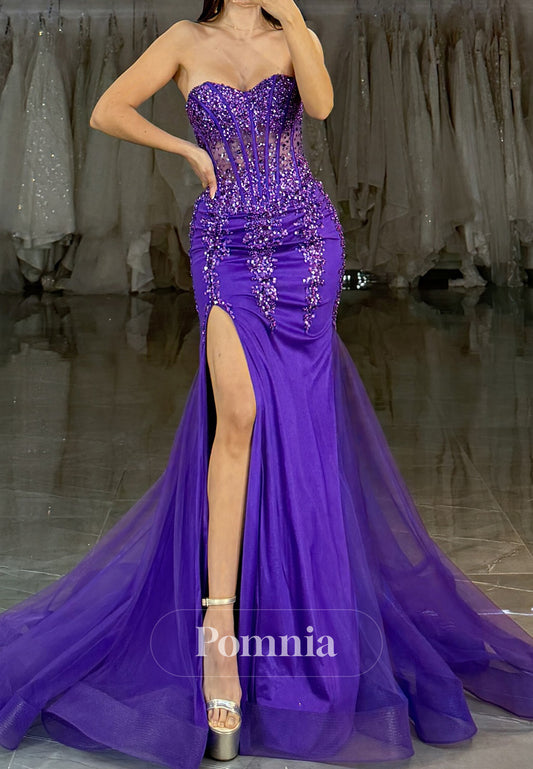 Regency A-Line Strapless Sleeveless Corset Tulle Prom Dress