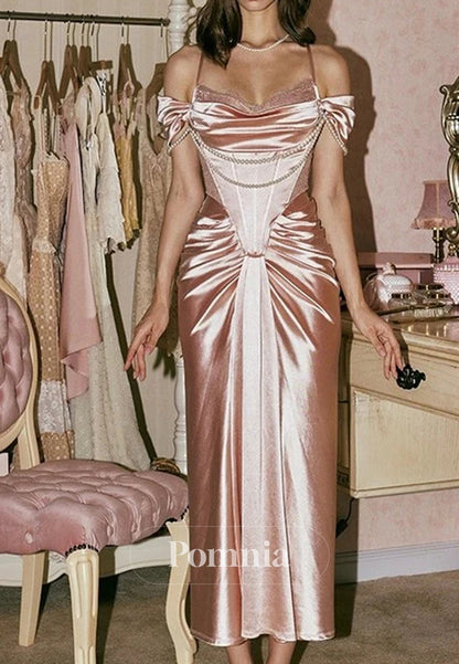 Retro Style Mermaid Off the Shoulder Pink Long Prom Dress with Ruffles