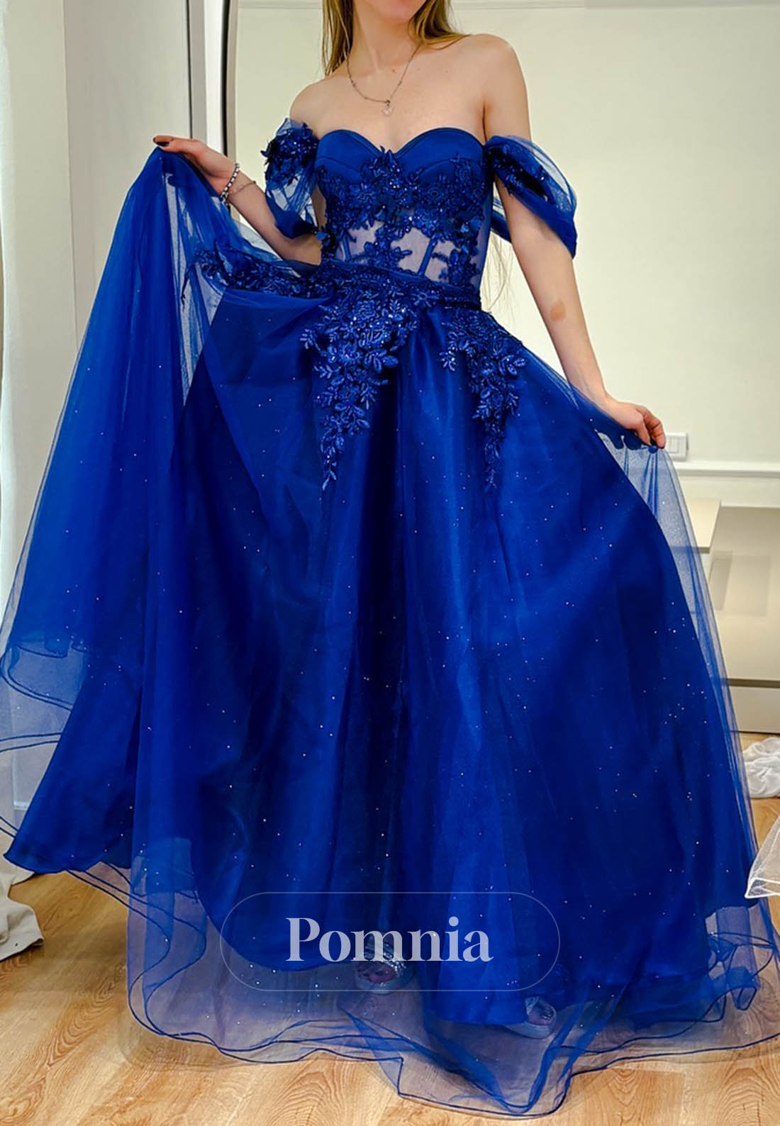 Royal Blue Sweetheart Sleeveless Corset Tulle Prom Dress