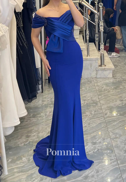 Royal Blue Sweetheart Sleeveless Ruched Evening Dress