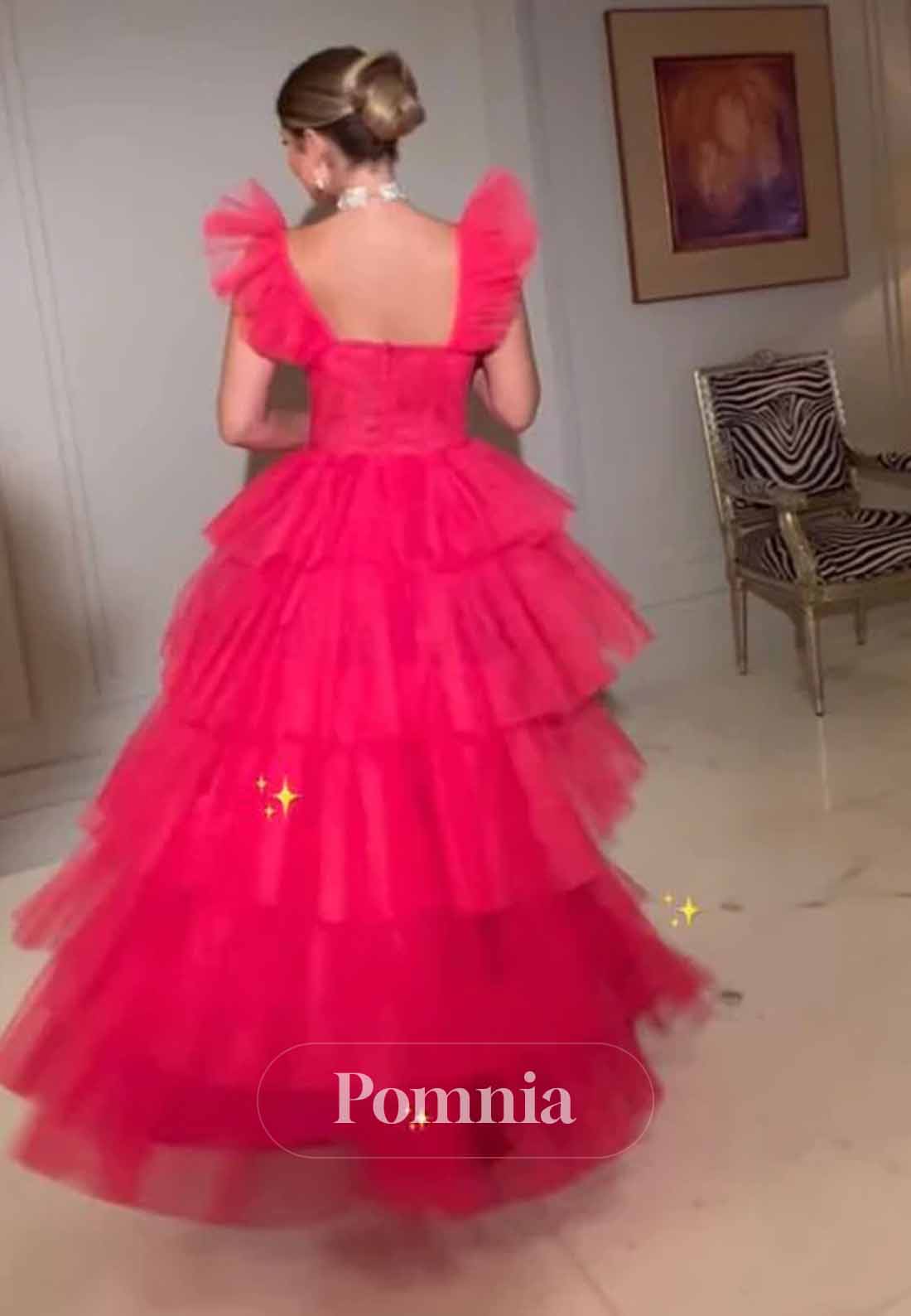 Princess Ball Gown Birthday Tiered Tulle Ruffles Prom Dress