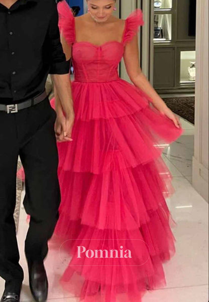 Princess Ball Gown Birthday Tiered Tulle Ruffles Prom Dress