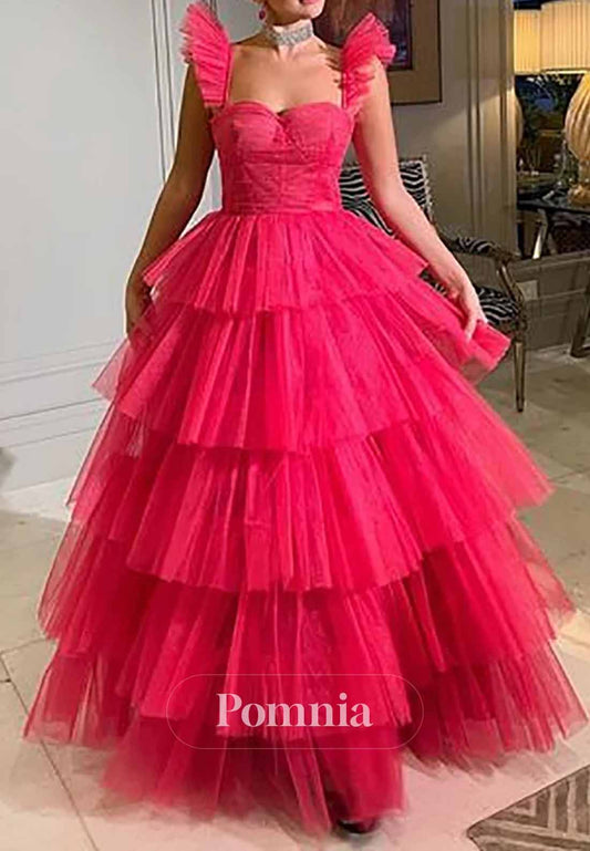 Princess Ball Gown Birthday Tiered Tulle Ruffles Prom Dress