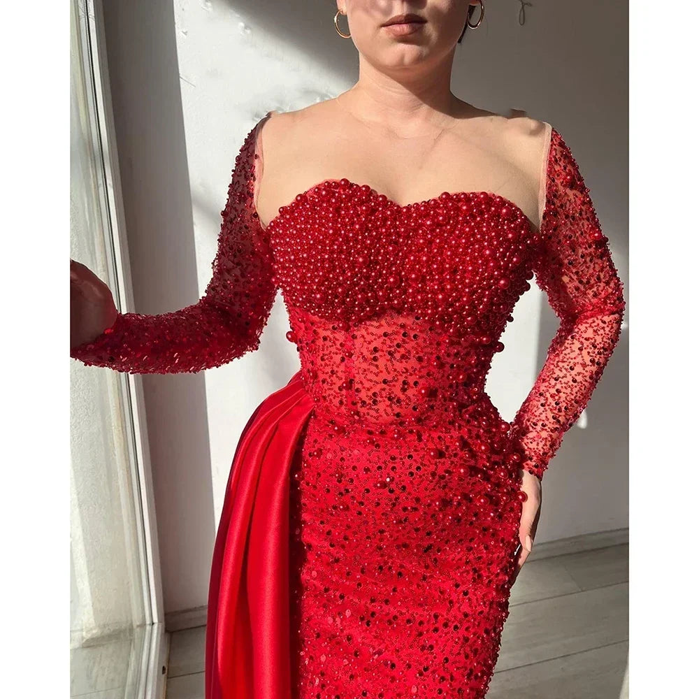 Pearls Mermaid Evening Dresses