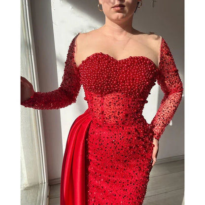 Pearls Mermaid Evening Dresses