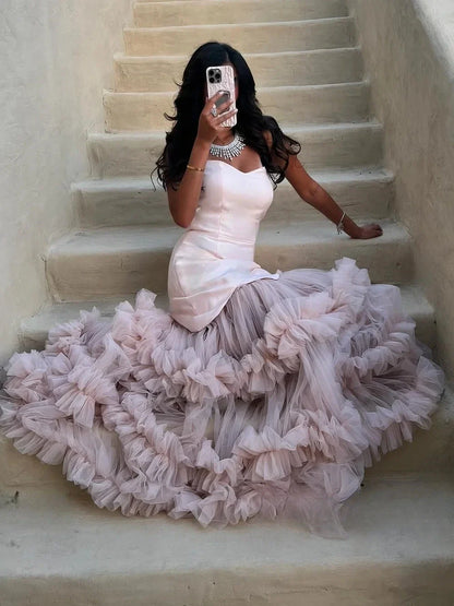 Pleat A-Line Sweetheart Long Evening Dresses