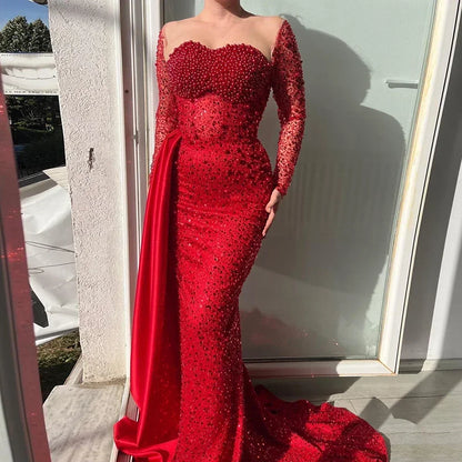 Pearls Mermaid Evening Dresses