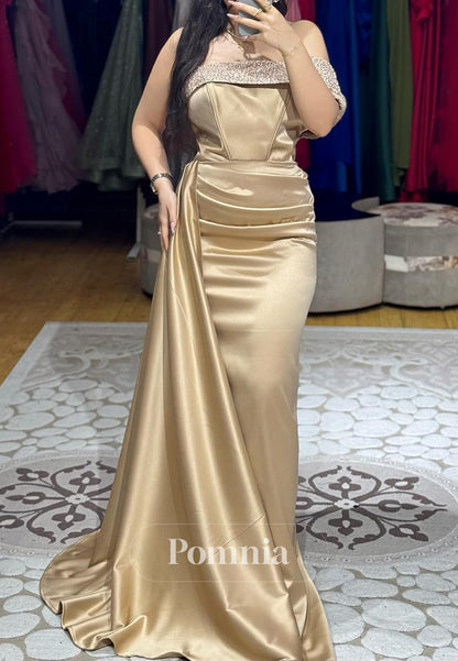 Sheath Sleeveless One Shoulder Ruched Sequins Evening Dress