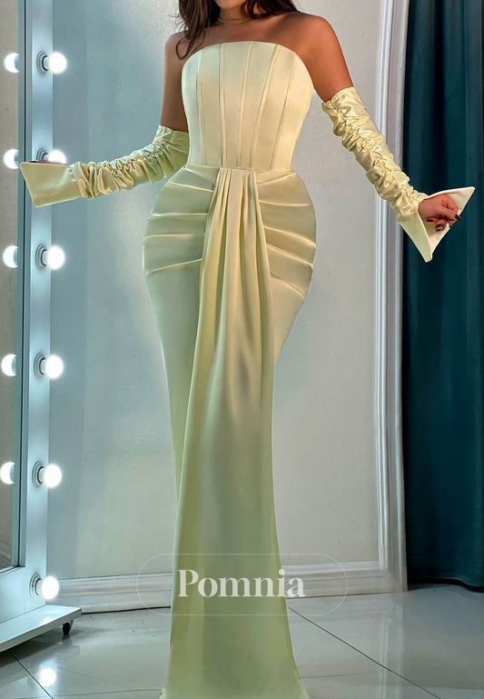 Sheath Sleeveless Strapless Ruched Prom Dress