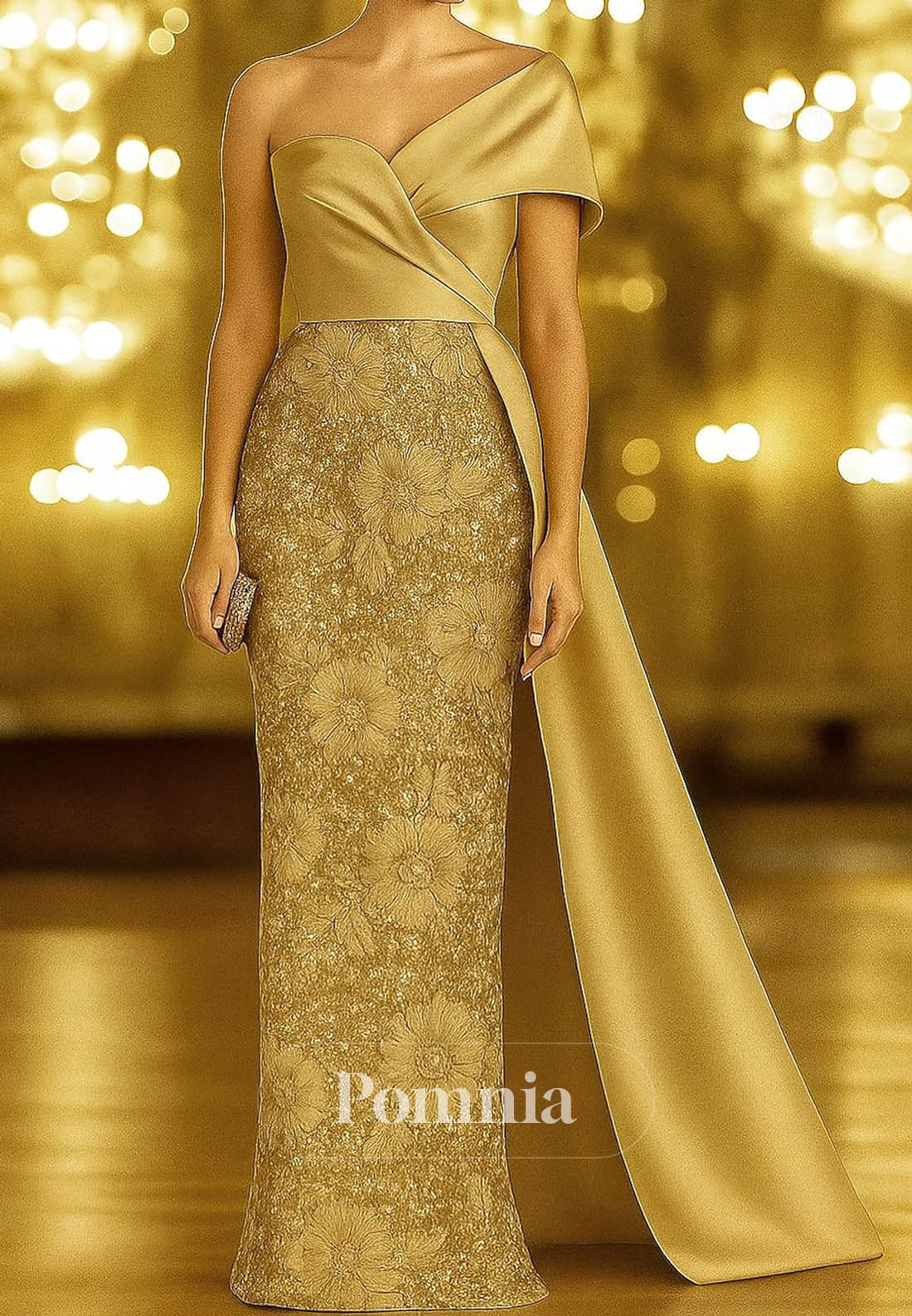 Floor Length Evening Gown Ball Gown with Overskirt