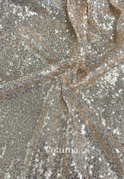 Formal Wedding Sequined Stretch Crepe with Ruched Sequin Slit